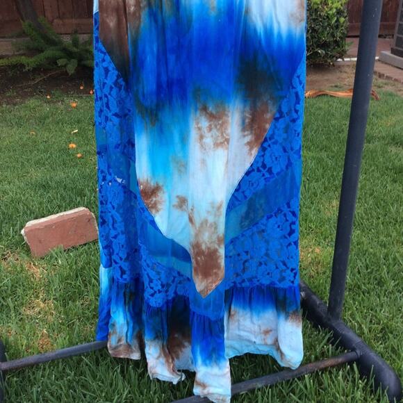 VINTAGE UNWORN TIE DYE LACE & MESH PANEL SLIPDRESS S - Picture 2 of 8